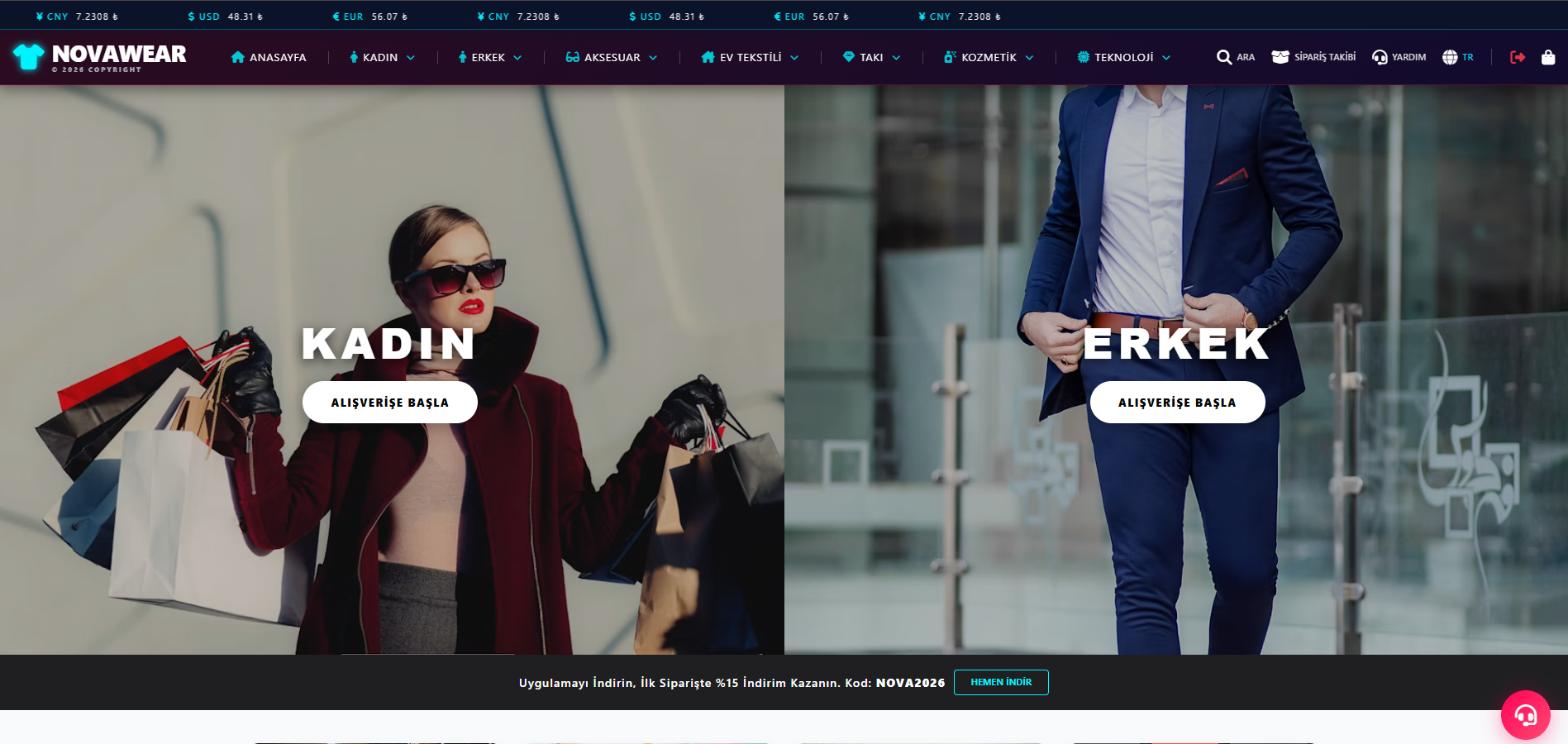 Giyim ve Çok Sektörlü E-Ticaret Web Sitesi Paketi