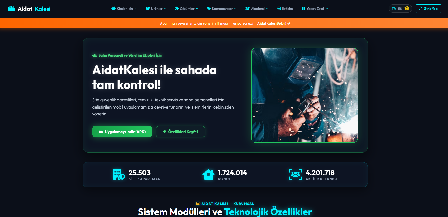 Aidat Kalesi — Kurumsal Çoklu Site, Rezidans & Mülk Yönetim Platformu (SaaS & Mobil Entegre)